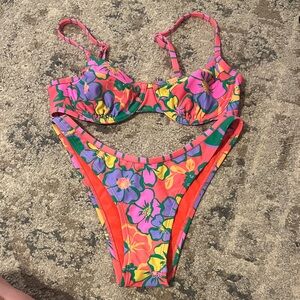 Wild Fable Floral Bikini Set - Pink and Orange